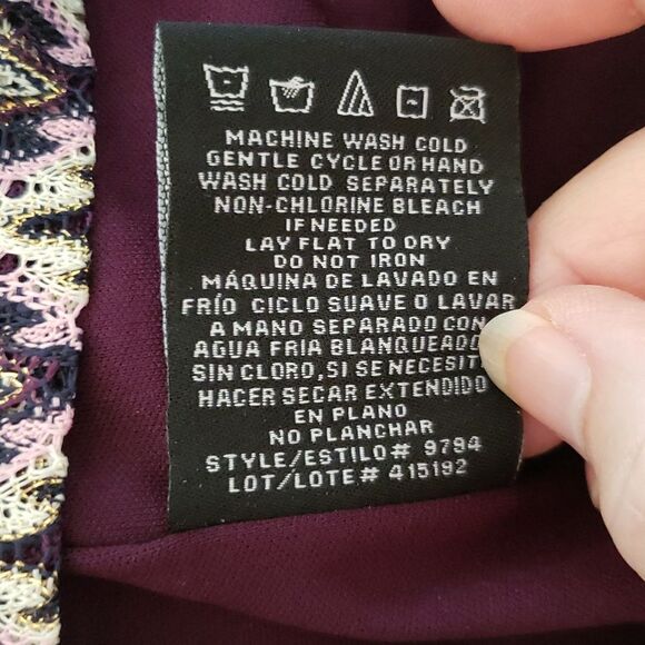 EUC R&M Richards Purple Chevron Dress with Attached Jacket Gold Metallic Thread - Picture 8 of 8